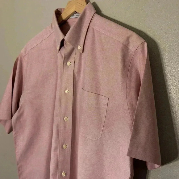L.L. Bean Mens 100% Cotton Pink Chambray Dress Shirt Size 15.5 Wrinkle Resistant - Picture 5 of 10
